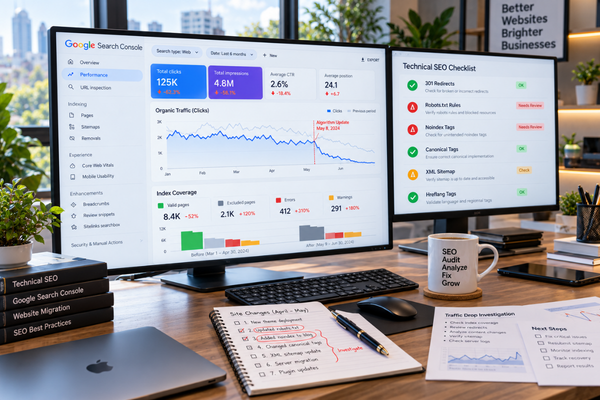 What should I do if organic traffic dropped after a site change